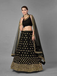 Thumbnail for Black Heavy Embroidered Georgette Bridal