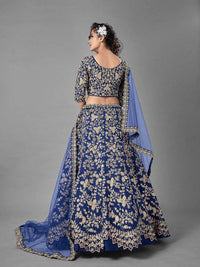 Thumbnail for Myra Blue Heavy Embroidered Art Silk Bridal Lehenga