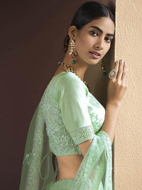 Thumbnail for Myra Green Heavy Embroidered Soft Net Bridal