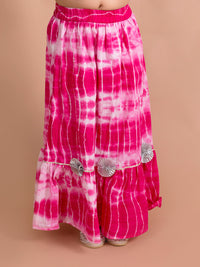 Thumbnail for Girls Pink White Printed Ready To Wear Lehenga Blouse With Dupatta - Mini Marvels - Distacart