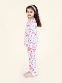 Thumbnail for Set-2 Girls Pink Grey Printed Night Suit - Mini Marvels - Distacart