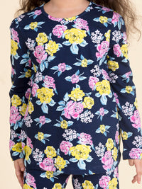 Thumbnail for Girls Pack Of 2 Navy Blue Pink Printed T-Shirt With Pyjamas - Mini Marvels - Distacart