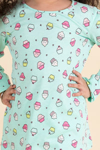 Thumbnail for Girls Yellow Sea Green Pure Cotton 3-Piece Night Suit - Mini Marvels - Distacart