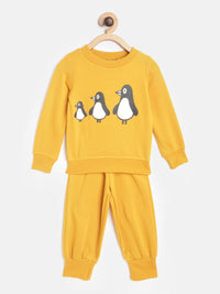 Thumbnail for Girls Yellow Black Printed T-Shirt With Pyjamas - Mini Marvels - Distacart