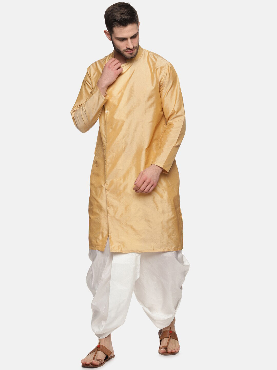 Sethukrishna Men Beige Kurta with Dhoti Pants - Distacart