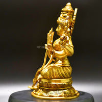 Thumbnail for Brass Raja Rajeshwari Idol - Divine Empress of Cosmic Power and Grace - 4