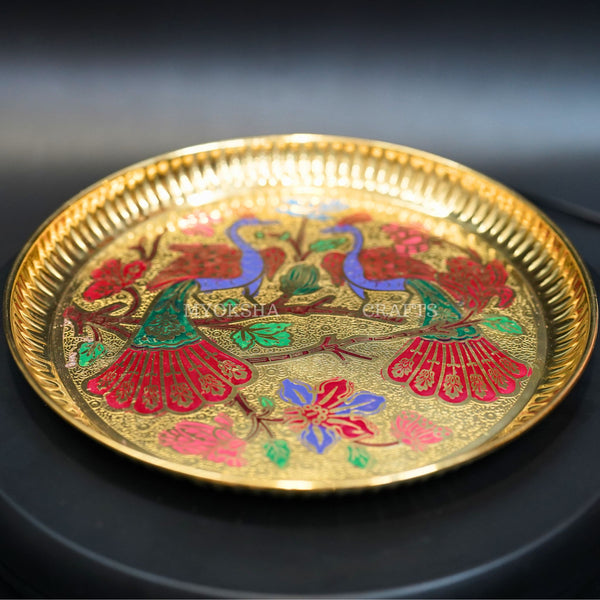 Brass Peacock Design Plate - 1