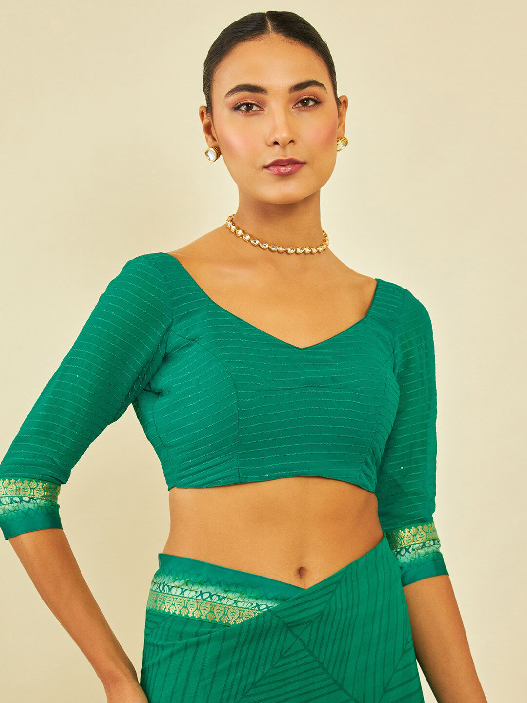 Soch Geometric Printed Zari Saree - Distacart