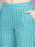 Thumbnail for Jaipur Kurti Women Blue & White Printed Kurta with Trousers & Dupatta - Distacart