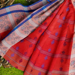 Thumbnail for Exclusive Collection 100% Pure Cotton Red Tant Saree With Hand Weaving Work - Distacart