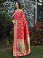 Thumbnail for Kalini Red Silk Blend Designer Banarasi Saree - Distacart