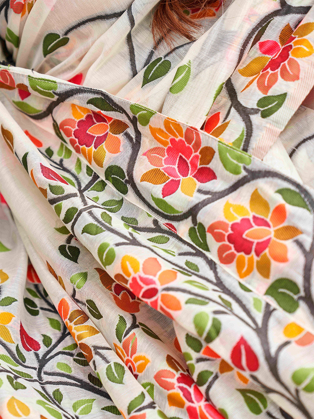 Tikhi Imli White Floral Woven Design Saree - Distacart