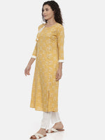 Thumbnail for Souchii Mustard Yellow & Off-White Printed Kurta with Trousers - Distacart