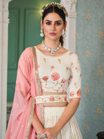 Thumbnail for Myra Pearl White Georgette Embroidered Designer Lehenga - Distacart