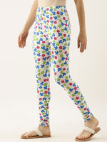 Thumbnail for Souchii White & Blue Printed Slim-Fit Ankle-Length Leggings - Distacart