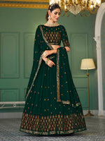 Thumbnail for Myra Green Georgette Embroidered Designer Lehenga - Distacart