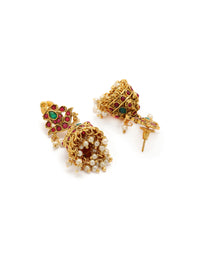 Thumbnail for Rubans Women Gold-Plated & Green Faux Ruby Studded Handcrafted Jewellery Set - Distacart