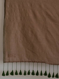 Thumbnail for Suta Taupe Solid Cotton Blend Saree - Distacart