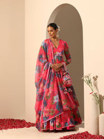 Thumbnail for Pomcha Jaipur Pink Gul Qudrat Lehenga Set - Distacart