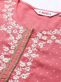 Thumbnail for Biba Thread Embroidery Yoke Design Straight Kurta with Churidar & Net Dupatta - Distacart