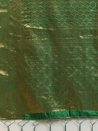 Thumbnail for Saree Mall Green & Gold-Toned Woven Design Zari Silk Blend Banarasi Saree - Distacart