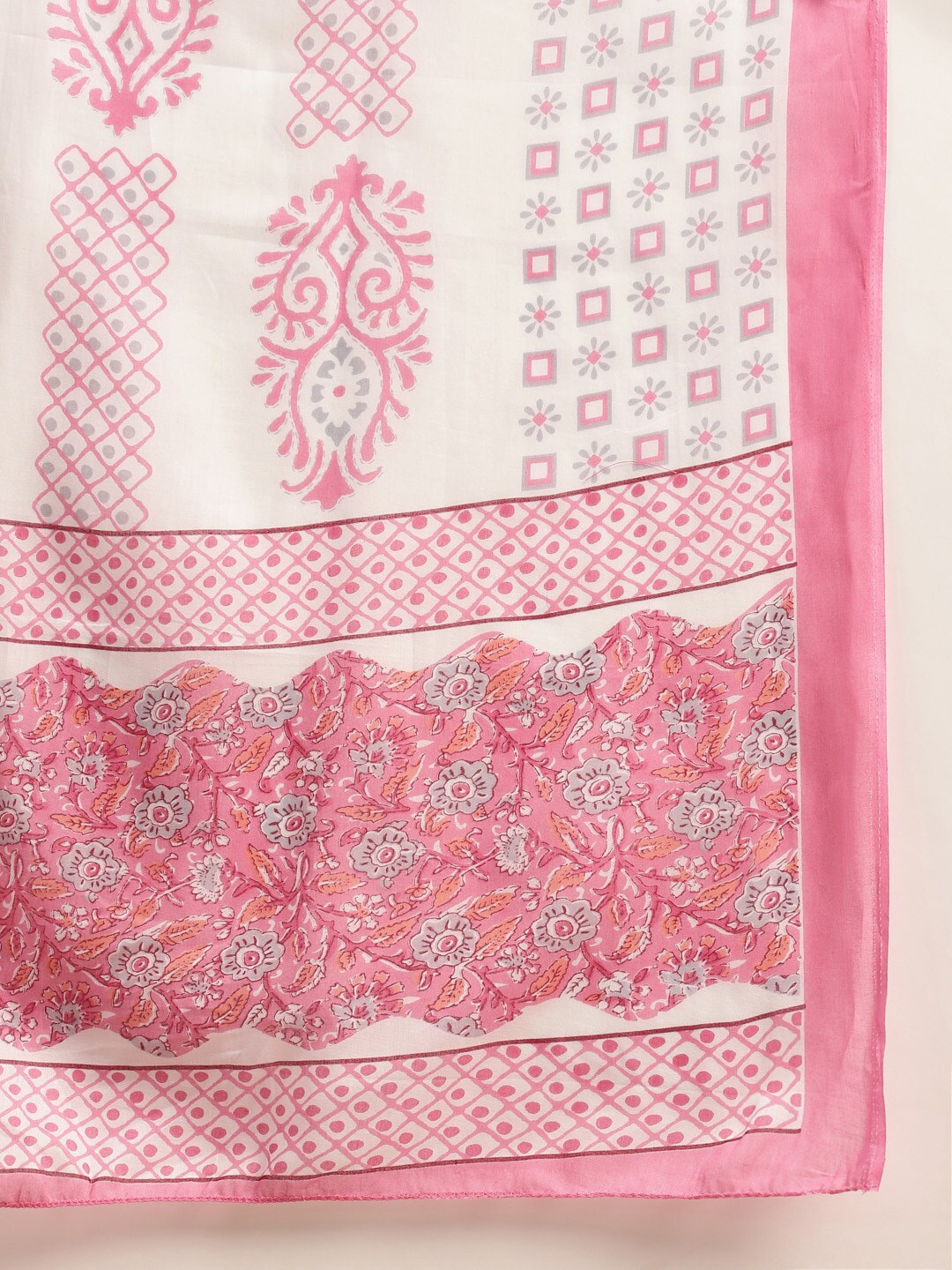 Sangria Floral Printed Gotta Patti Pure-Cotton A-Line Kurta With Trouser & Dupatta - Distacart
