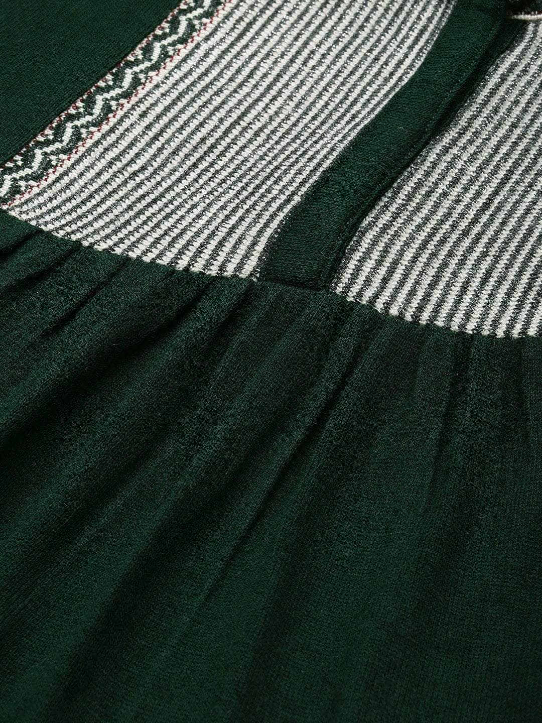 HERE&NOW Women Green Yoke Design Knitted Kurta - Distacart