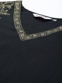 Thumbnail for Biba Women Black & Golden Ethnic Motifs Printed Pure Cotton Kurta with Trousers - Distacart