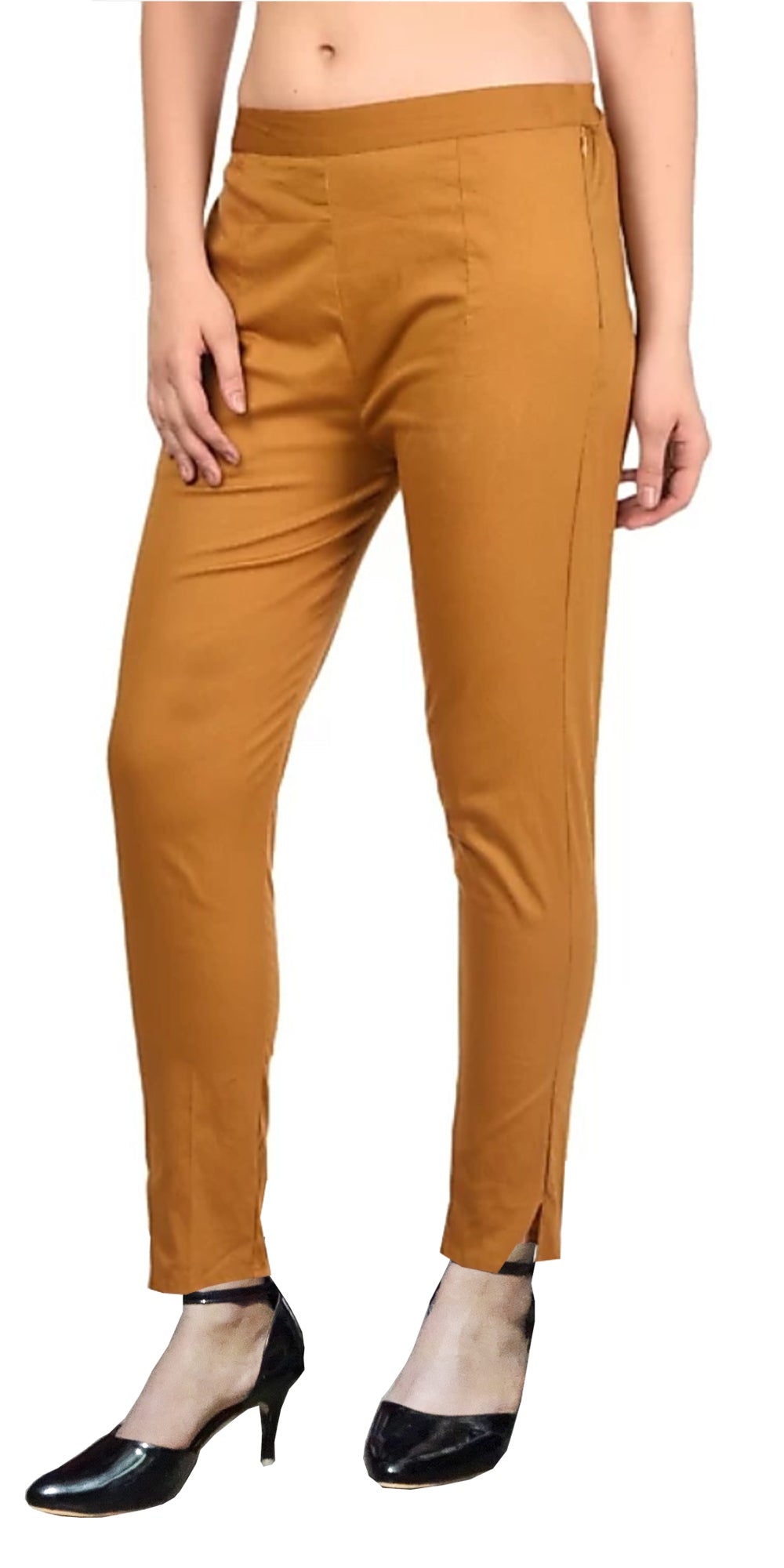 PAVONINE Dark Skin Color Stretchable Cotton Lycra Fabric Pencil Pant For Women - Distacart