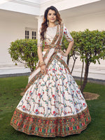 Thumbnail for Myra White Silk Heavy Embroidered Lehenga - Distacart