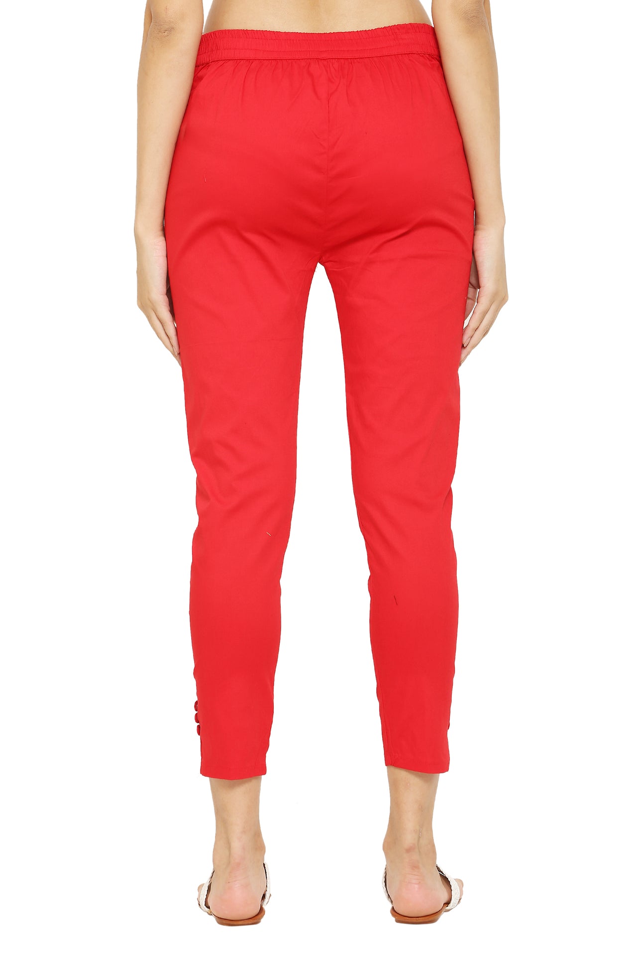 PAVONINE Red Color Stretchable Cotton Lycra Fabric Pencil Pant For Women - Distacart