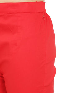 Thumbnail for PAVONINE Red Color Stretchable Cotton Lycra Fabric Pencil Pant For Women - Distacart
