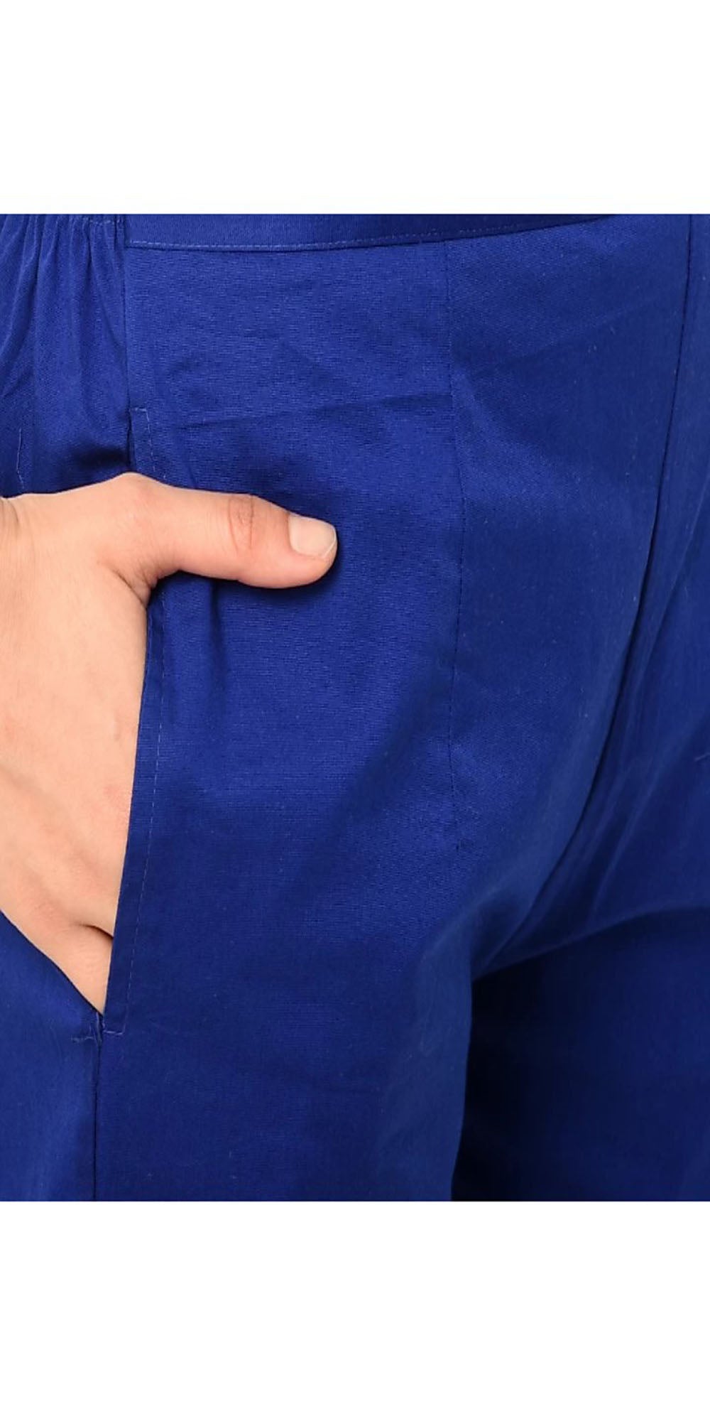 PAVONINE Royal Blue Color Stretchable Cotton Lycra Fabric Pencil Pant For Women - Distacart