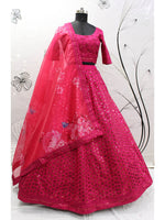 Thumbnail for Myra Deep Pink Art Silk Embroidered Designer Lehenga - Distacart
