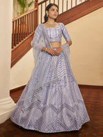 Thumbnail for Myra Lavender Silk Embroidered Designer Lehenga - Distacart