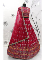 Thumbnail for Myra Deep Pink Georgette Embroidered Designer Lehenga - Distacart