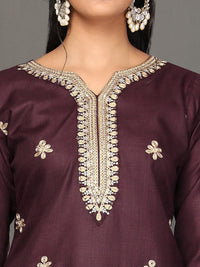 Thumbnail for NOZ2TOZ Women's Ethnic Motifs Embroidered Zari Kurta with Trousers & Dupatta - Distacart