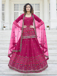 Thumbnail for Myra Deep Pink Embroidered Designer Lehenga - Distacart