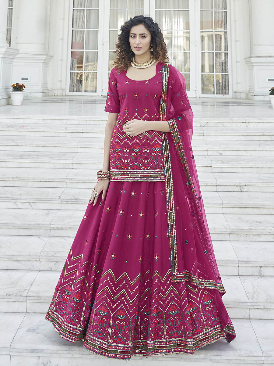 Myra Deep Pink Embroidered Designer Lehenga - Distacart