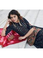 Thumbnail for Myra Navy Blue - Pink Embroidered Designer Lehenga - Distacart