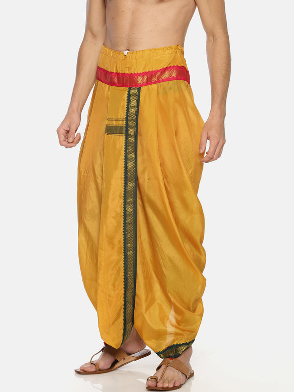 Sethukrishna Men Mustard Yellow Solid Readymade Dhoti Pant - Distacart