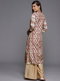 Thumbnail for Biba Women Grey & Red Floral Printed Extended Sleeves Kurta - Distacart