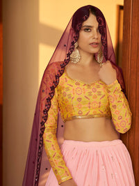 Thumbnail for Myra Multicolour Georgette Mukaish Work Designer Lehenga - Distacart