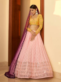Thumbnail for Myra Multicolour Georgette Mukaish Work Designer Lehenga - Distacart