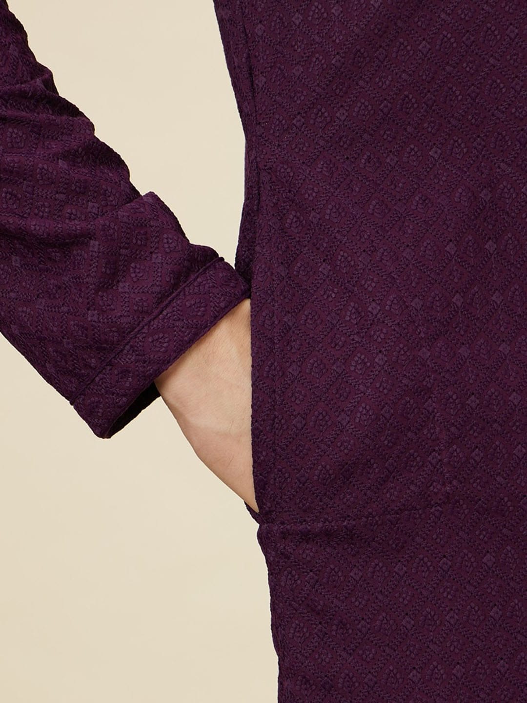 Manyavar Ethnic Motifs Embroidered Regular Thread Work Kurta With Pyjamas - Distacart