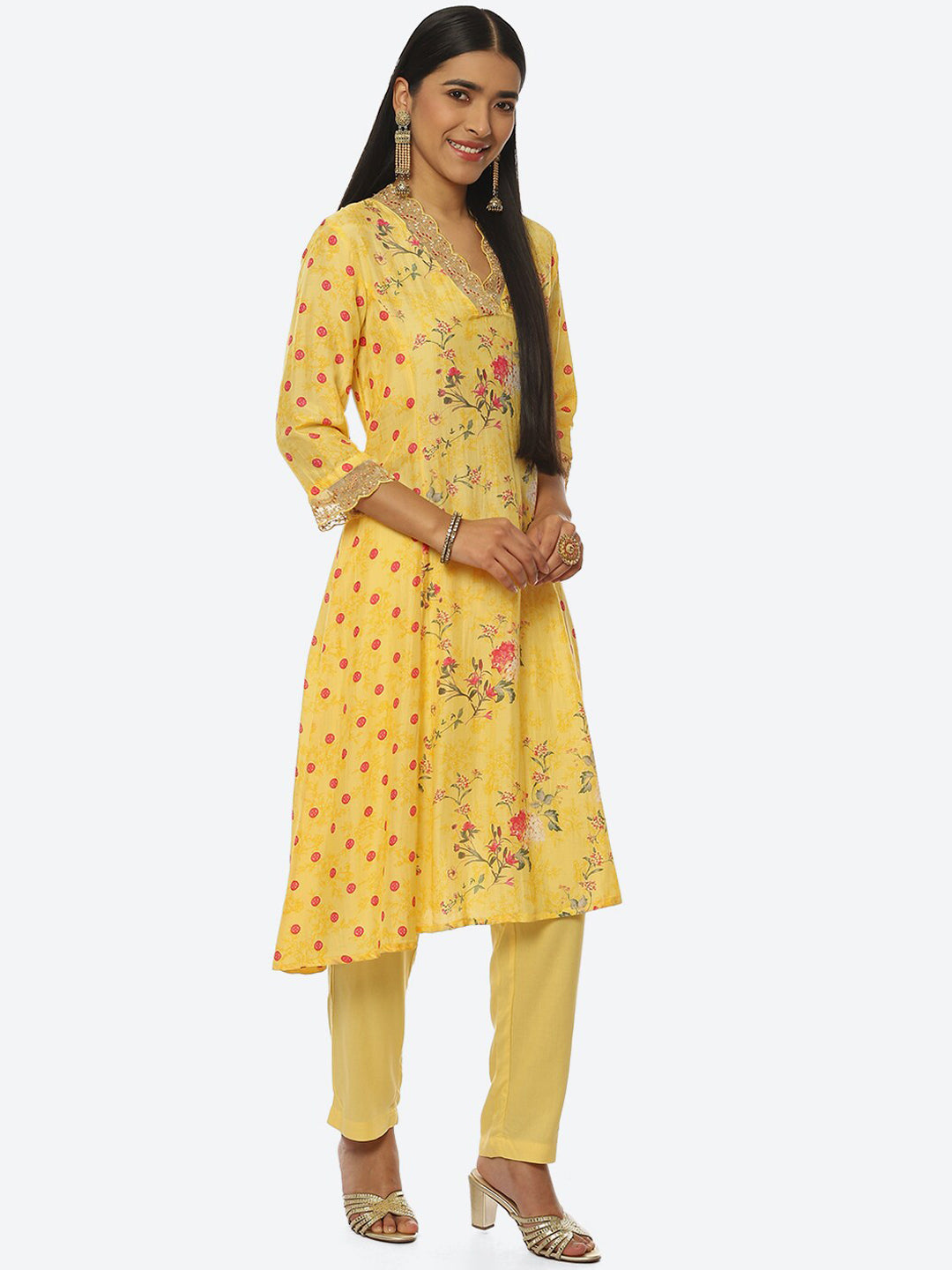 Biba Floral Printed Kurta with Palazzos - Distacart