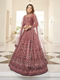 Thumbnail for Myra Rust Orange Heavy Embroidered Designer Lehenga - Distacart