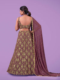 Thumbnail for Myra Lilac Georgette Embroidered Designer Lehenga - Distacart