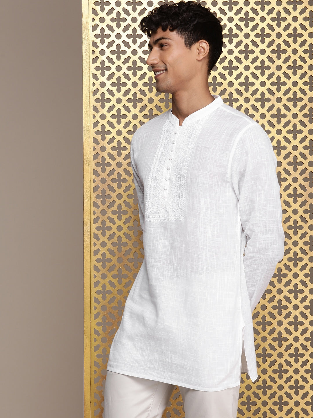 House of Pataudi Ethnic Motifs Embroidered Thread Work Pure Cotton Jashn Kurta - Distacart