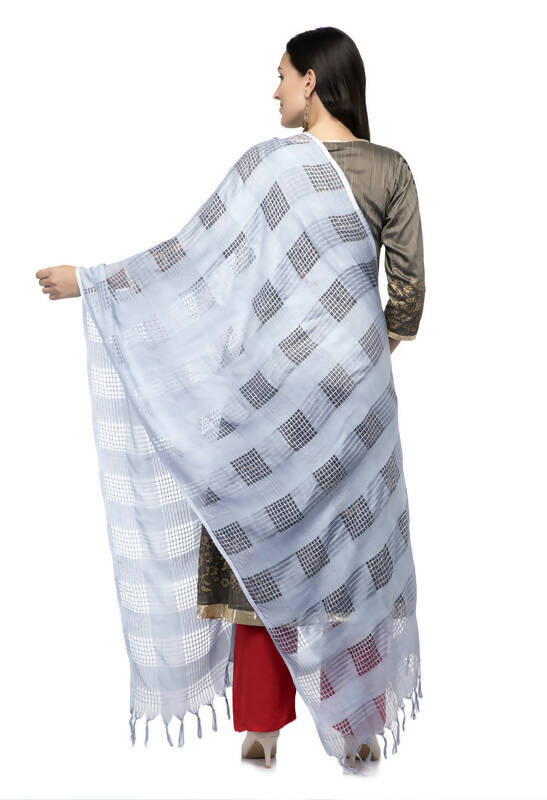 Mominos Fashion Moeza Silver Grey Window Cotton Dupatta - Distacart